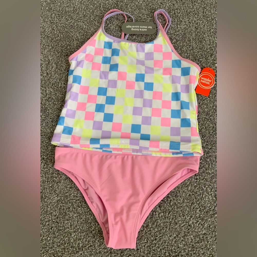 Wonder Nation Pink and Purple Bikini Set Swim